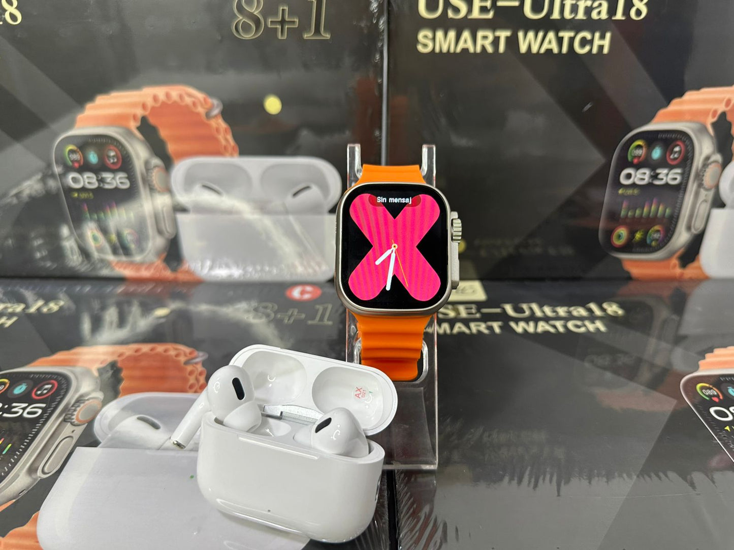 SMART WATCH INTELIGENTE ULTRA 18 INCLUYE AIRPODS SEGUNDA GENERACACION + 7 MANILLAS GRATIS Y CARGADOR INALAMBRICO